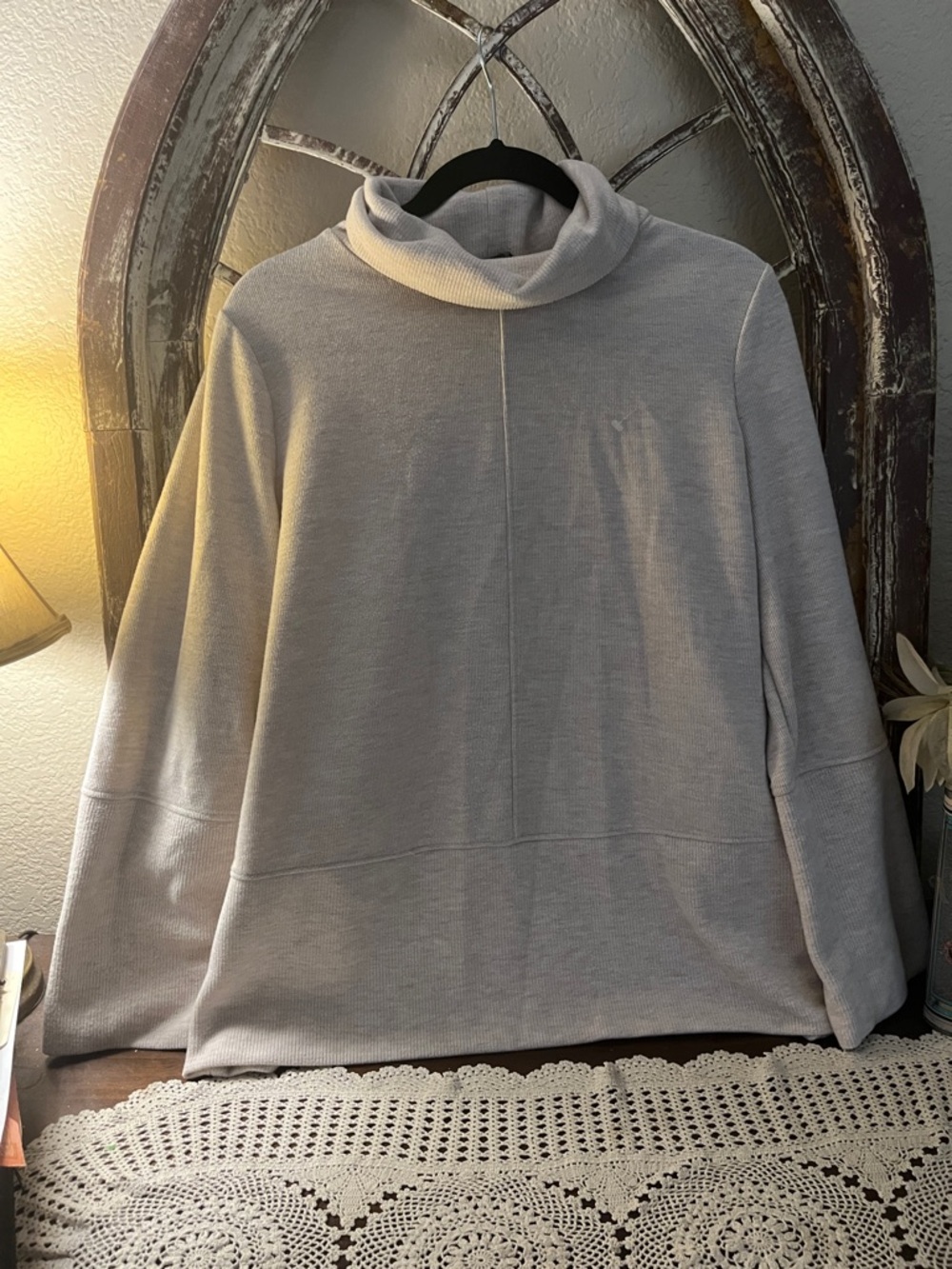 Simply Vera Vera Wang Cream Ribbed Turtleneck Sweater,Size Large